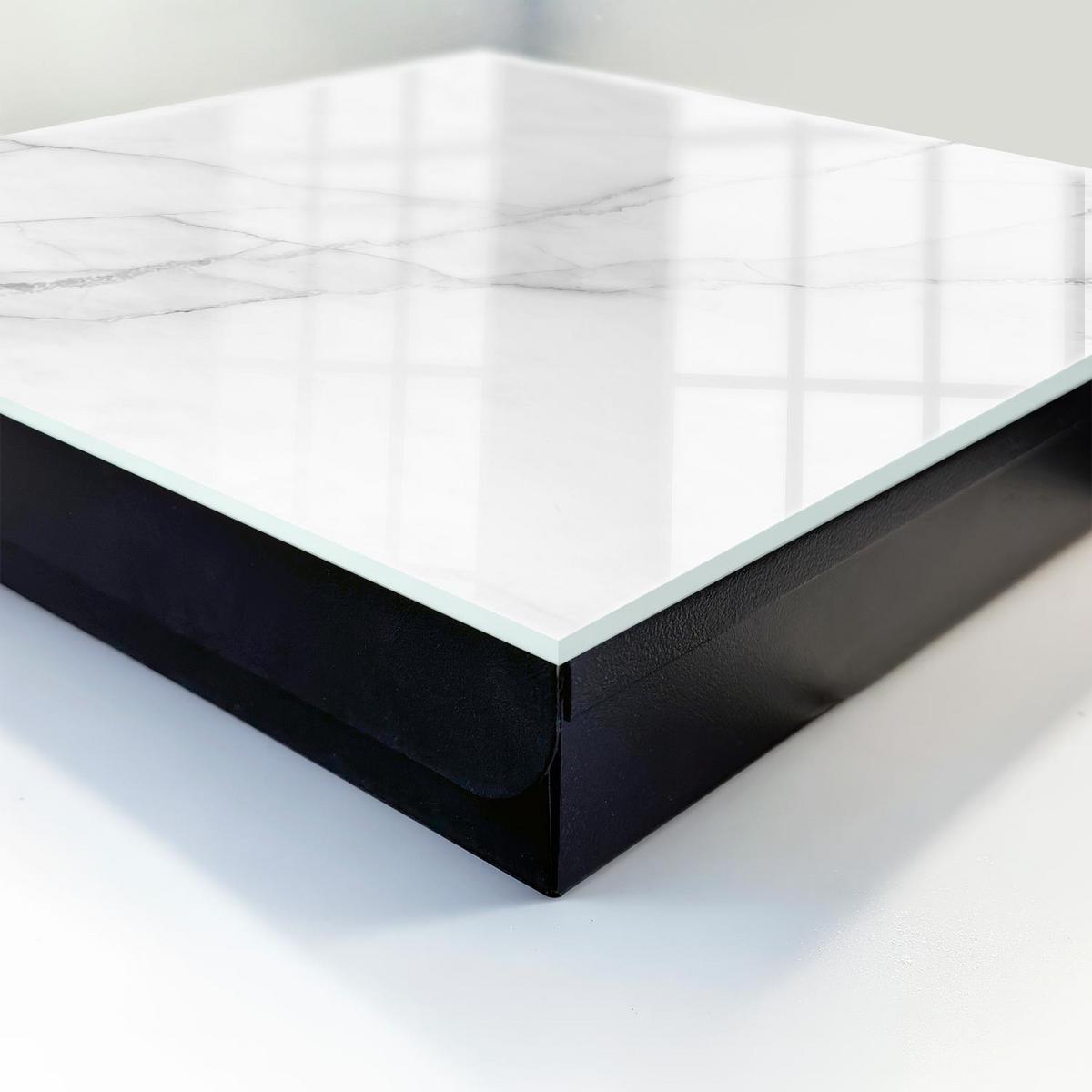 SCHLÜSSELBOX Schwarz 30x30 cm- Türöffnung nach rechts - Marmor-Eleganz - Weiß, Metall (30/30/5cm) - TULUP
