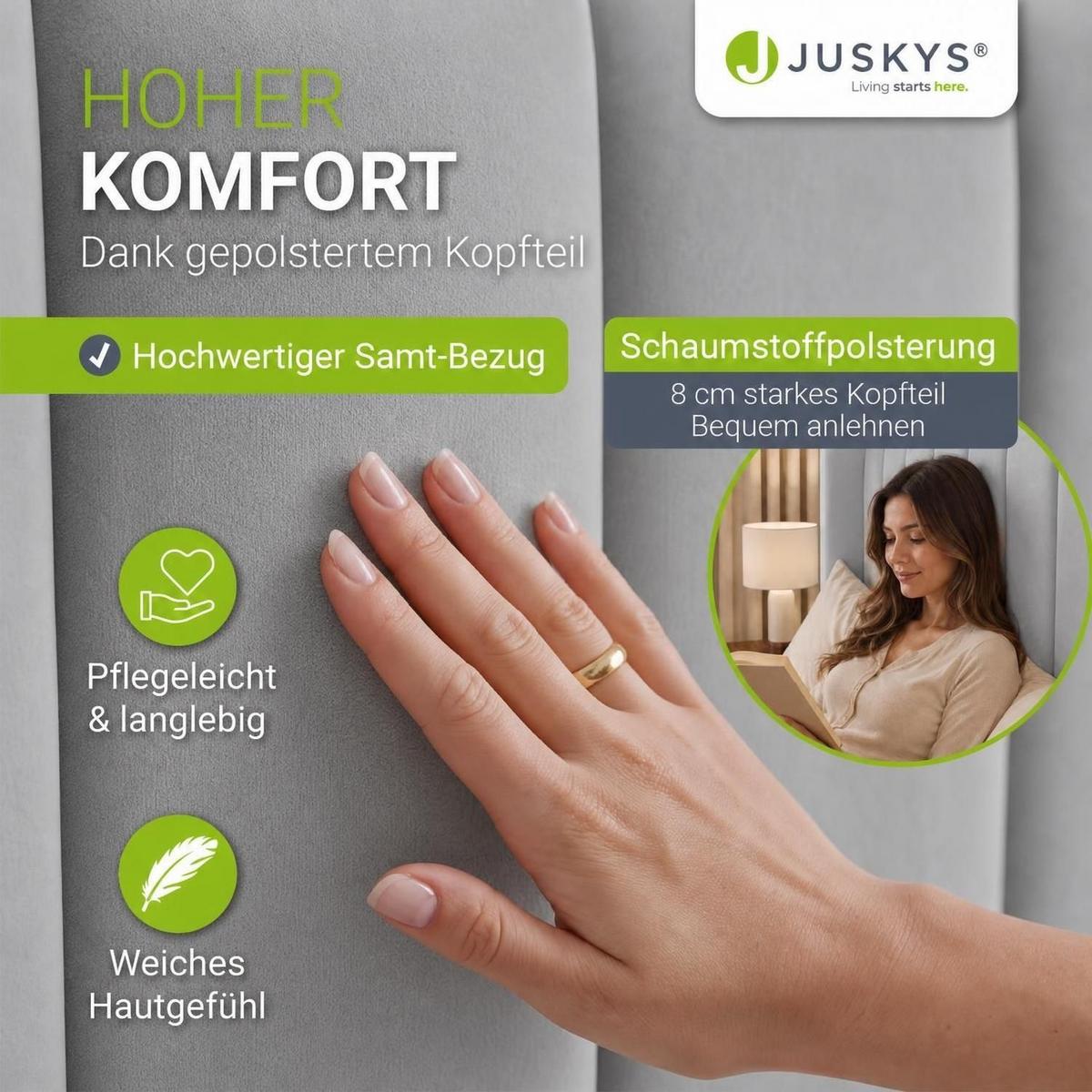 POLSTERBETT Savona hellgrau 120 x 200 cm - Hellgrau, Holzwerkstoff (120/200cm) - Juskys