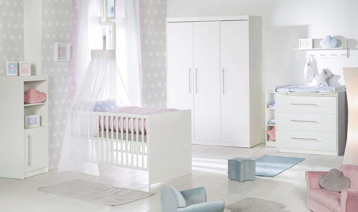 BABYZIMMER-SET Maren mit schmaler Wickelkommode 2-teilig - Weiß, Holzwerkstoff (76/80/142cm) - Roba
