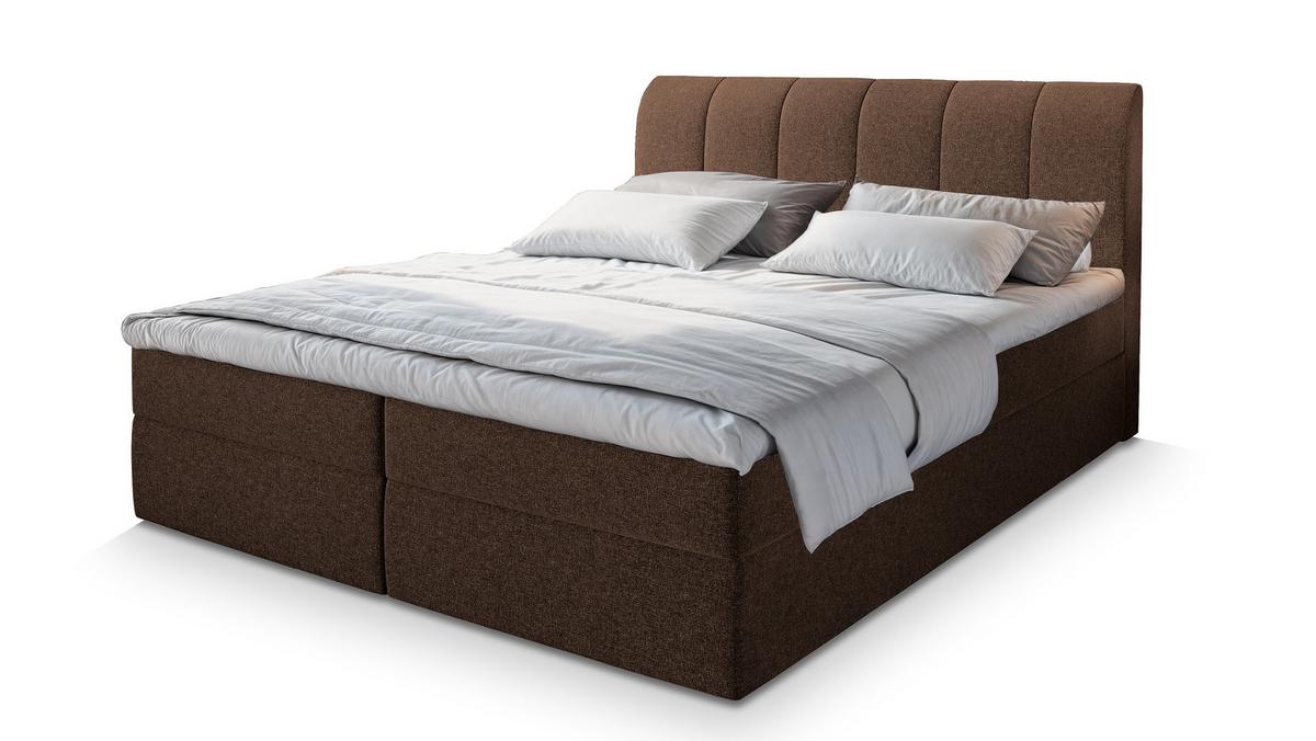 BOXBETT CEVANO 180x200 cm mit Matratze und Topper - Braun - Braun, Holz (180/200cm) - MASSENO