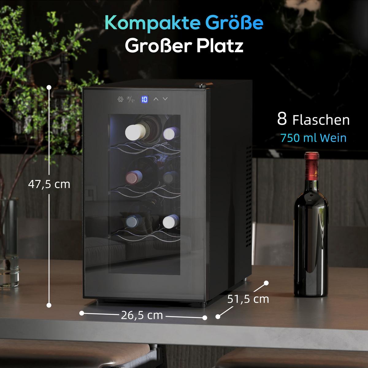 WEINKÜHLSCHRANK Metall Schwarz - Schwarz, Metall (26.5/47.5/51.5cm) - HOMCOM