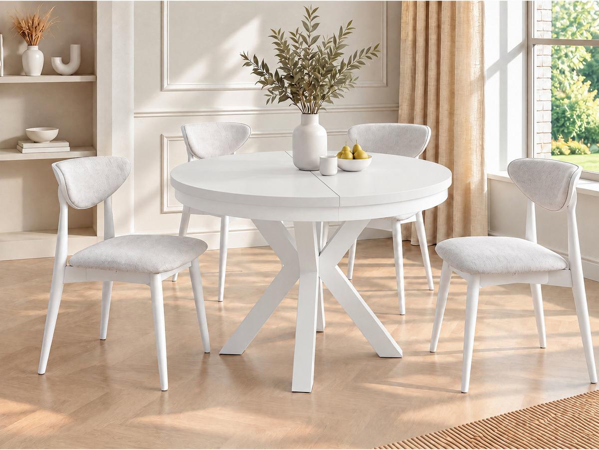 ESSTISCH Clara Weiß runder ausziehbarer, Weiß 100-180/100/76 cm - Weiß, Holzwerkstoff/Metall (100/176/76cm) - WFL GROUP