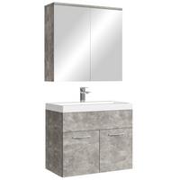 BADMÖBEL-SET Montreal 3 Teile Beton Grau - 60 x 35 x 51 cm - Grau, Holz (60/53/35cm) - Badplaats
