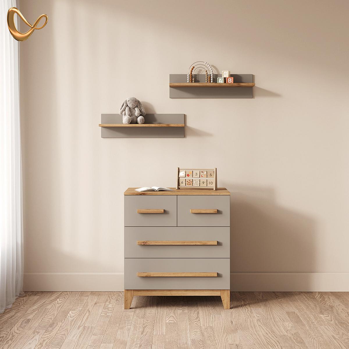 KOMMODE Mailo Cashmere/Artisan 80 x 88 cm mit 4 Schubladen - Kaschmir/Eiche Artisan, Holzwerkstoff (80/88/53.4cm) - Livinity®
