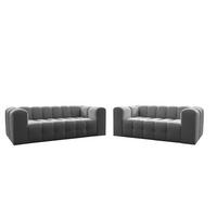 SOFASET Solvie 3-4 In Tiffani - Grau, Holzwerkstoff/Textil (250/75/106cm) - Fun Möbel