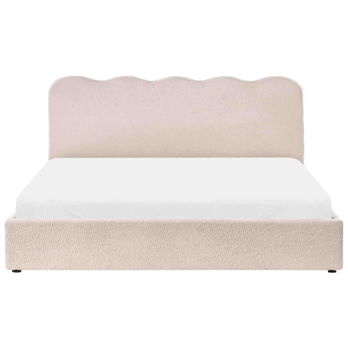 BETT mit Stauraum 180/200 Bouclé Beige Nanterre - Beige, Textil (180/200cm) - Beliani