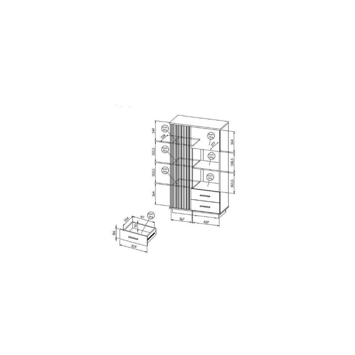 VITRINE KIMA 159,2/90 cm in Eiche Wotan - Braun, Holzwerkstoff (90/159.2/40cm) - MASSENO