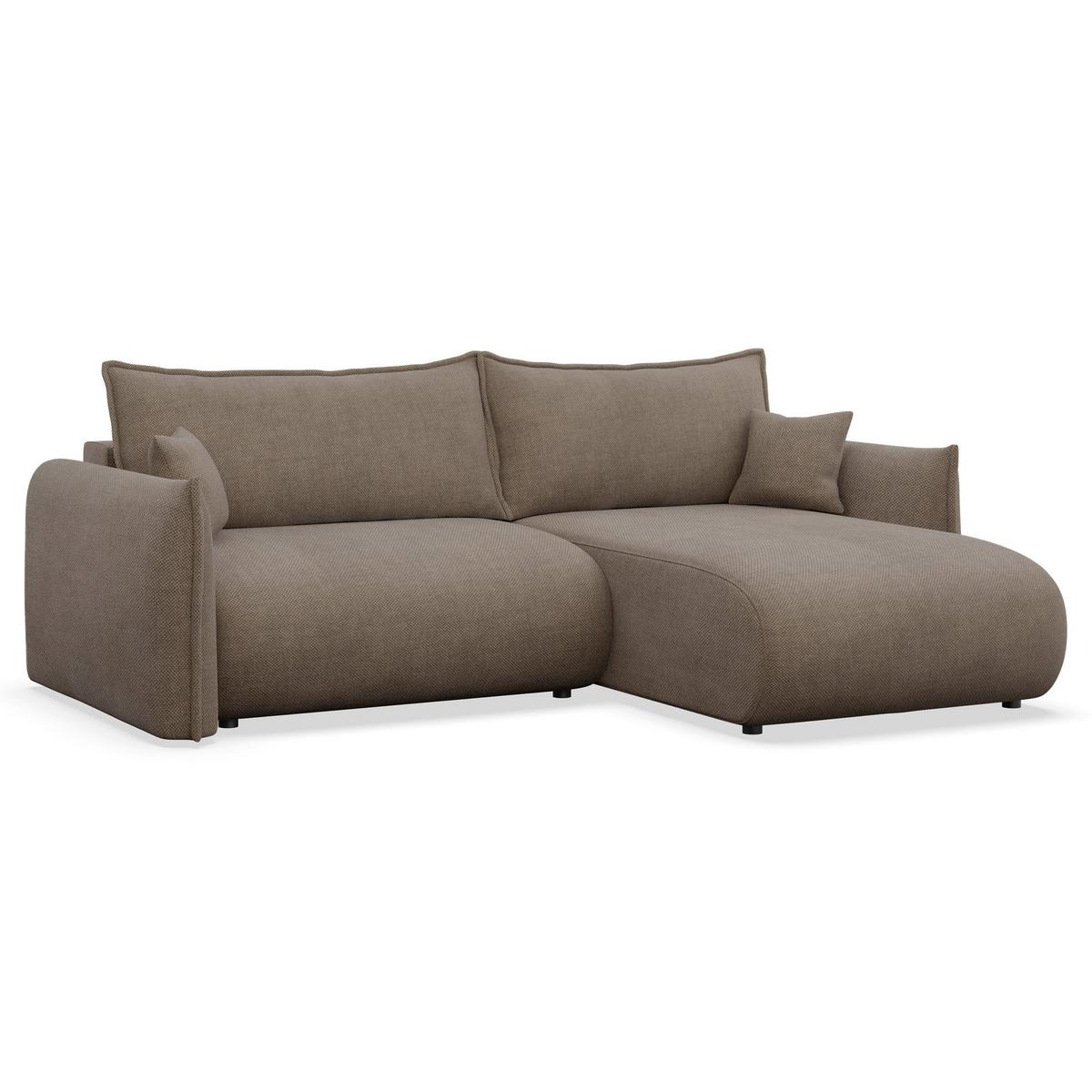 ECKSOFA Cushi Hellbraun-Chenille - Hellbraun/Schwarz, Kunststoff/Textil (183/252cm) - Selsey