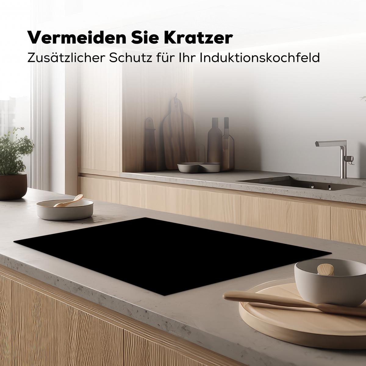 HERDABDECKPLATTE Schwarz - Einfarbig Induktionsschutz 81.6x52.7 cm - Schwarz, Kunststoff (81.6/52.7/0.2cm) - MuchoWow