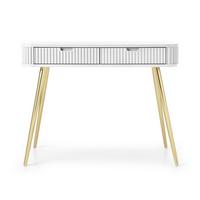 SCHMINKTISCH Zova Weiß mit goldenen Beinen 110 cm - Goldfarben/Weiß, Holzwerkstoff/Metall (49/103/80cm) - Selsey
