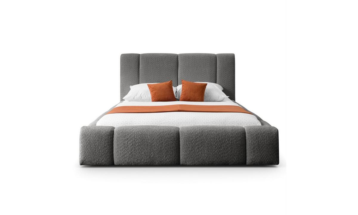 POLSTERBETT ELENA 160x200 cm Dunkelgrau (Anthology 18), 34 Holzlatten, Kopfteil 108 cm - Grau, Textil (160/200cm) - Lookway