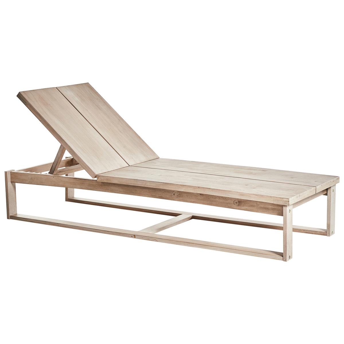 GARTENLIEGE Heller Holzfarbton Azzanello - Hellbraun/Weiß, Holz (65/85/187cm) - Beliani