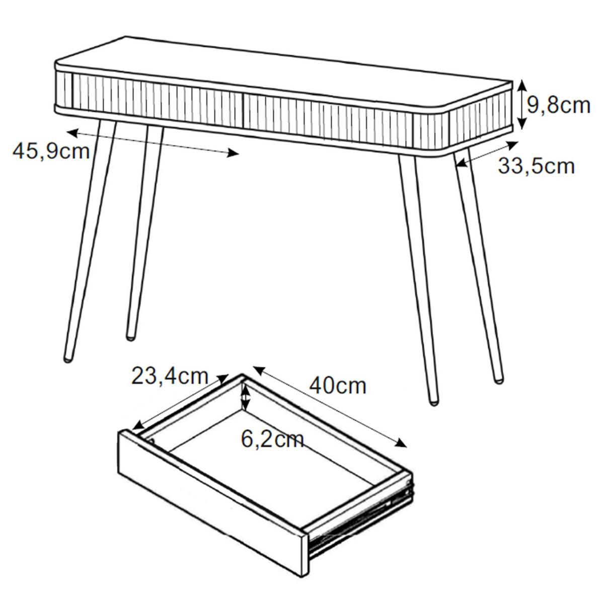 SCHMINKTISCH Ovarlo Greige mit 2 Schubladen 113 cm - Taupe/Goldfarben, Holzwerkstoff/Metall (38/113.2/77.9cm) - Selsey