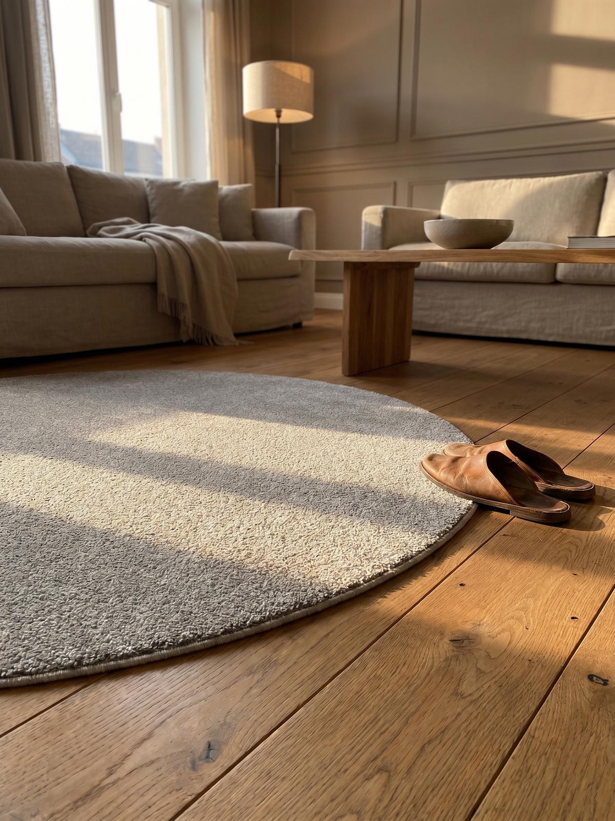 TEPPICH Kurzflor MAIN in Creme, einfarbig, Ø 160 cm - Beige, Textil (160/160cm) - KADIMA DESIGN