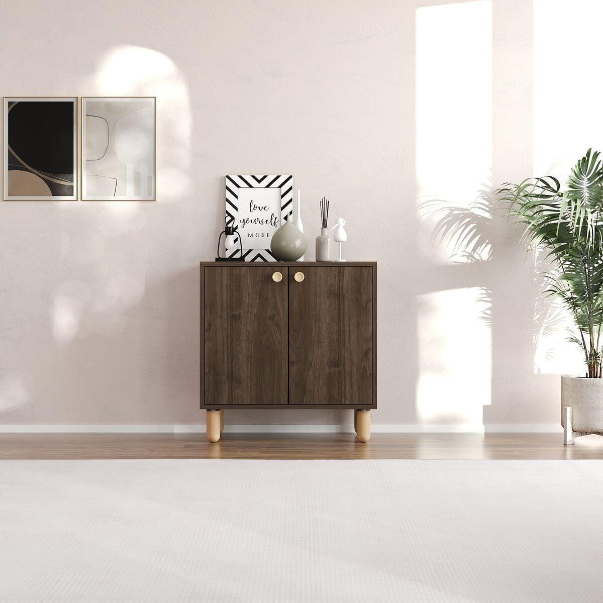 SIDEBOARD mit 2 Türen und Füßen aus massivem Buchenholz 36/72/73 cm - Naturfarben, Holzwerkstoff (36/73/43cm) - Calicosy