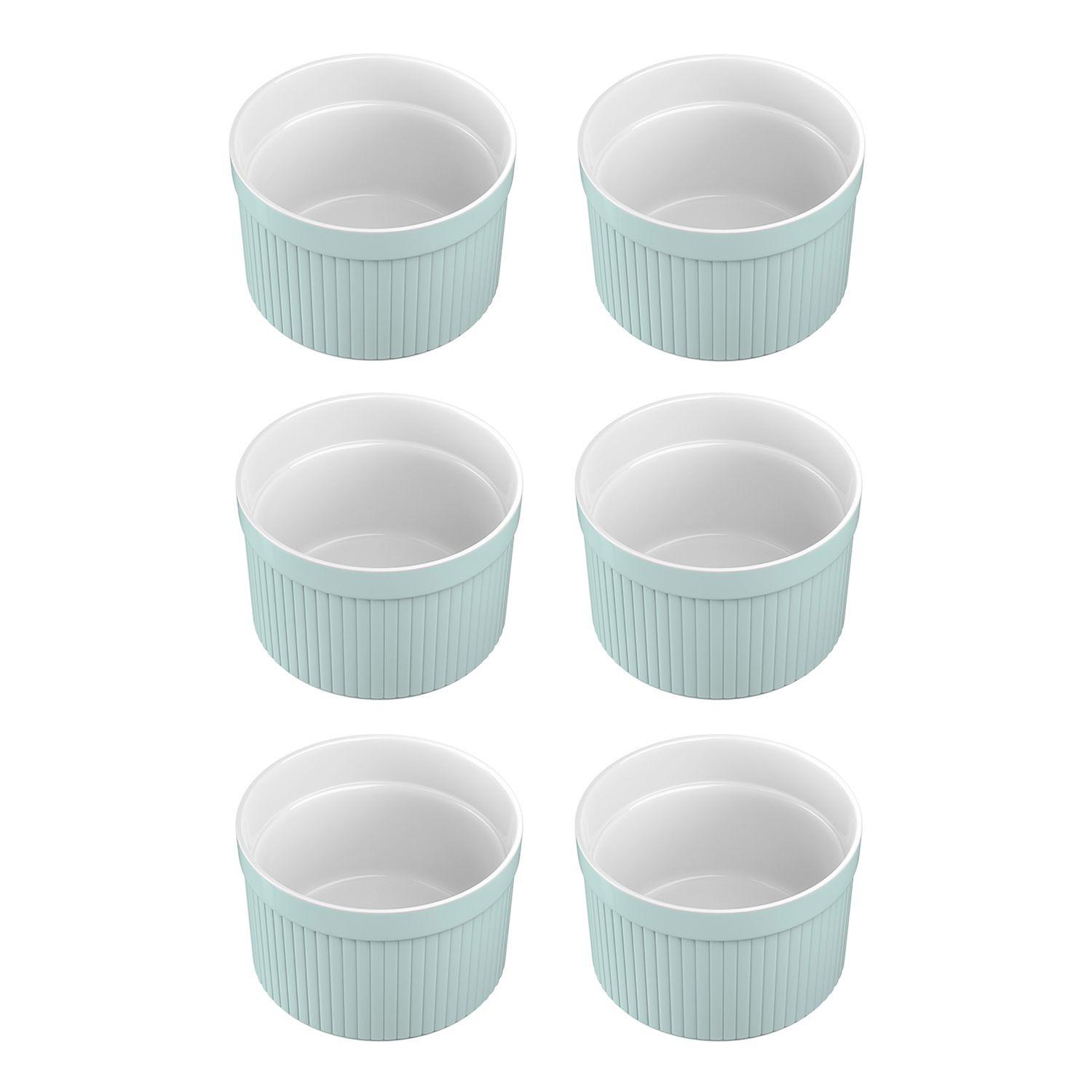 SOUFFLE AUFLAUFFORM Porzellan (6-tlg.) - Blau, Keramik (7.8/4.6/7.8cm) - Intirilife