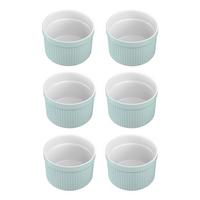 SOUFFLE AUFLAUFFORM Porzellan (6-tlg.) - Blau, Keramik (7.8/4.6/7.8cm) - Intirilife