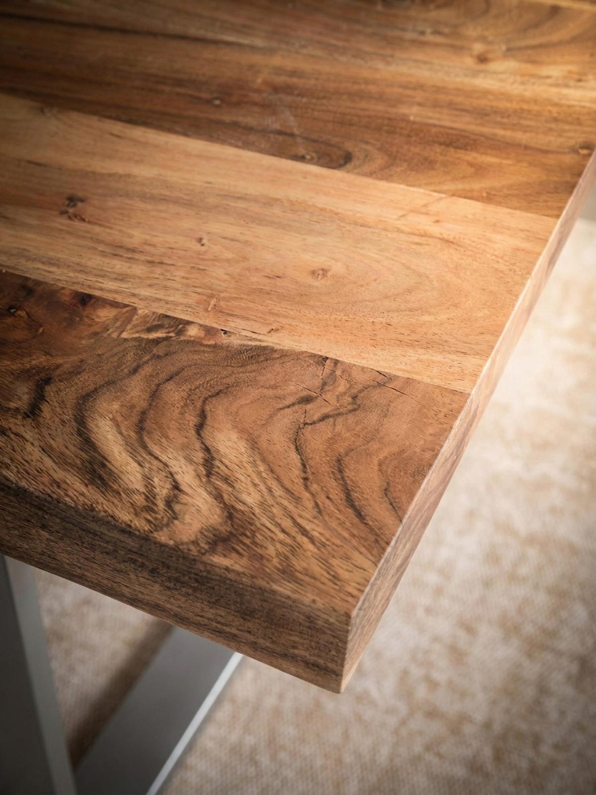 ESSTISCH Massivholz Baumkante Metallgestell Handgefertigt TARN, Goldbraun-Chrom 120x60x76 cm - Chromfarben/Braun, Holz/Metall (60/120/76cm) - KADIMA DESIGN