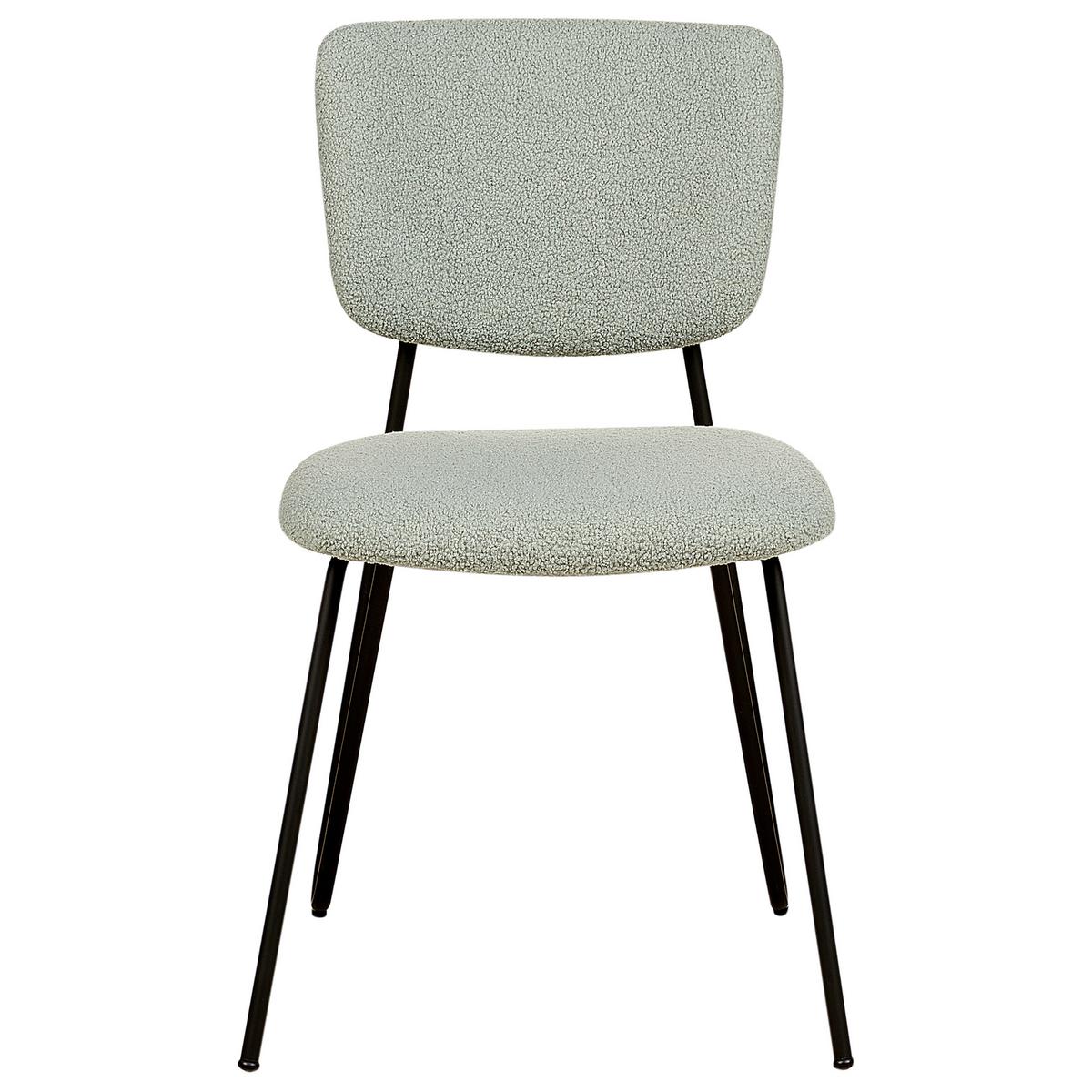ESSZIMMERSTUHL 2er-Set Bouclé hellgrün Nelko - Schwarz/Grün, Textil (50/81/51cm) - Beliani