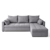 ECKSOFA Universelle L Form Elif Hellgrau 220/140/85 cm stilvolle mit Schlaffunktion - Silberfarben/Hellgrau, Kunststoff/Textil (220/140cm) - AX Living