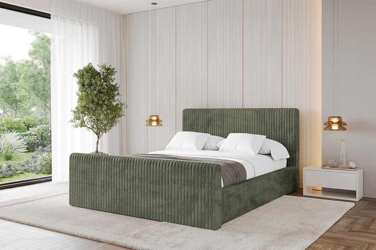 POLSTERBETT mit Bettkasten, Fußteil und Lattenrost, Boxbett ohne Matratze - ALOVA-Z-V1 120x200 Olivgrün - Olivgrün, Holzwerkstoff/Textil (120/200cm) - ALTDECOR