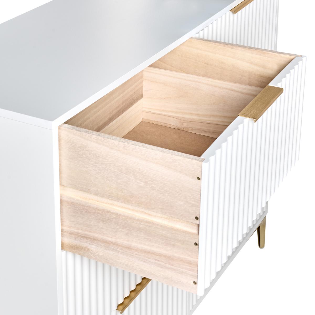 KOMMODE mit 6 Schubladen Weiß Walcott - Weiß, Holzwerkstoff (108/89/40cm) - Beliani