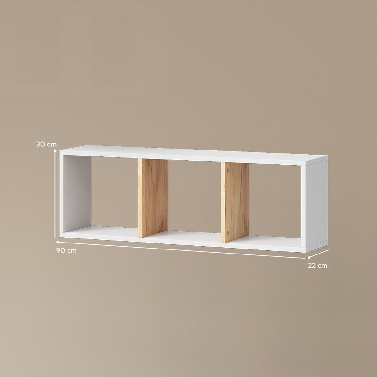 WANDREGAL Lorena Weiß/Goldkraft Eiche 90 x 30 cm 2er Set - Honigeiche/Weiß, Holzwerkstoff (90/30/22cm) - Livinity®