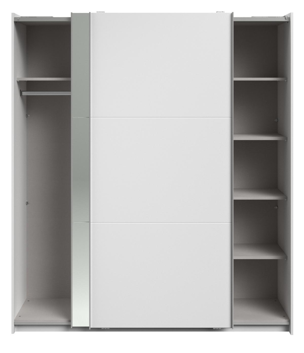 KLEIDERSCHRANK weiß 178 cm, Schwebetürenschrank 2-türig mit Spiegel und Soft-Close - Weiß, Glas/Holzwerkstoff (178/203/59cm) - Parisot Meuble