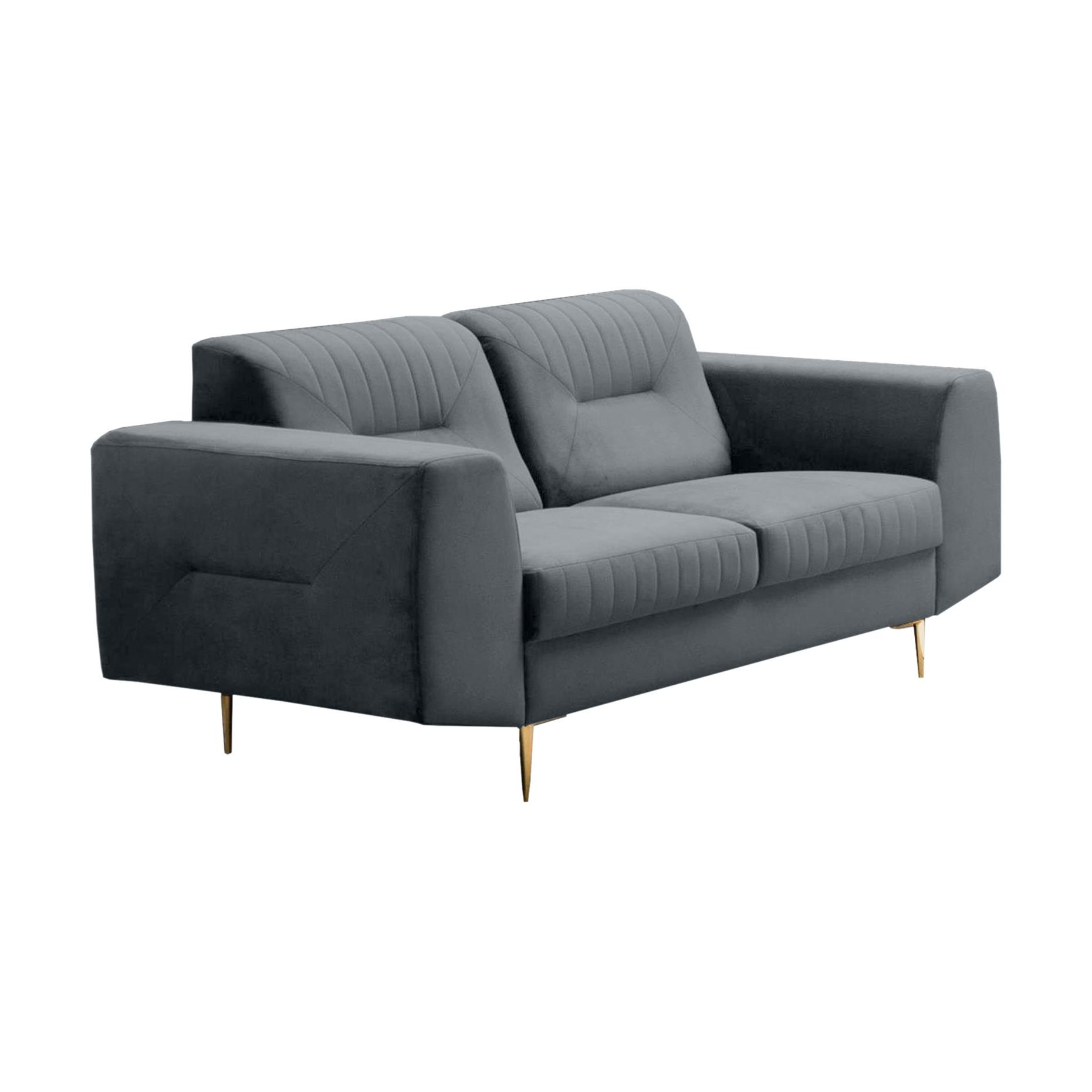 2-SITZER SOFA Venezia dunkelgrau mit goldenen Beinen - Dunkelgrau/Goldfarben, Textil/Metall (172/85/94cm) - Beautysofa