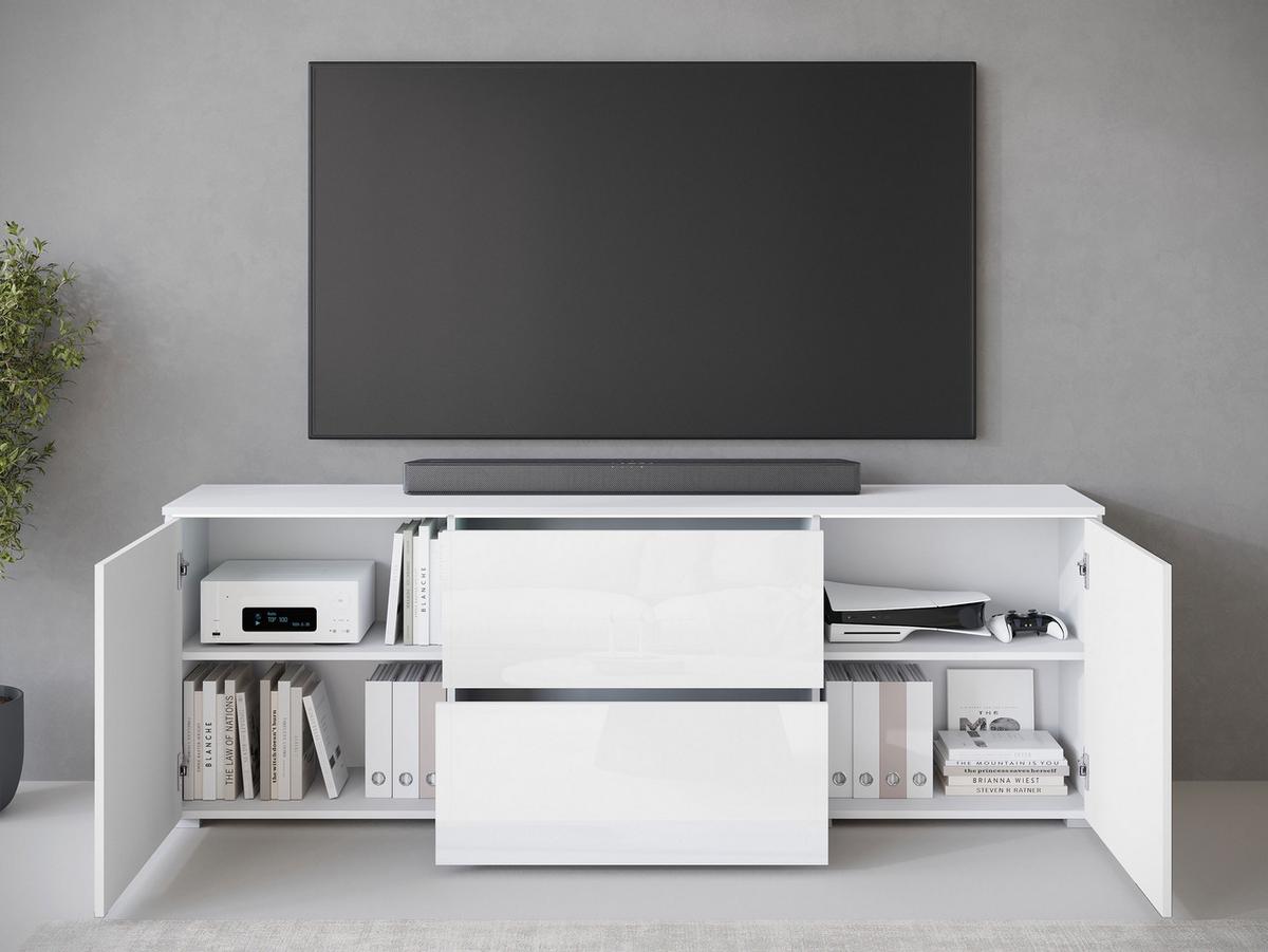TV-LOWBOARD Vera 180 - Silberfarben/Graphitfarben, Holzwerkstoff/Kunststoff (180/62/35cm) - MIRJAN24