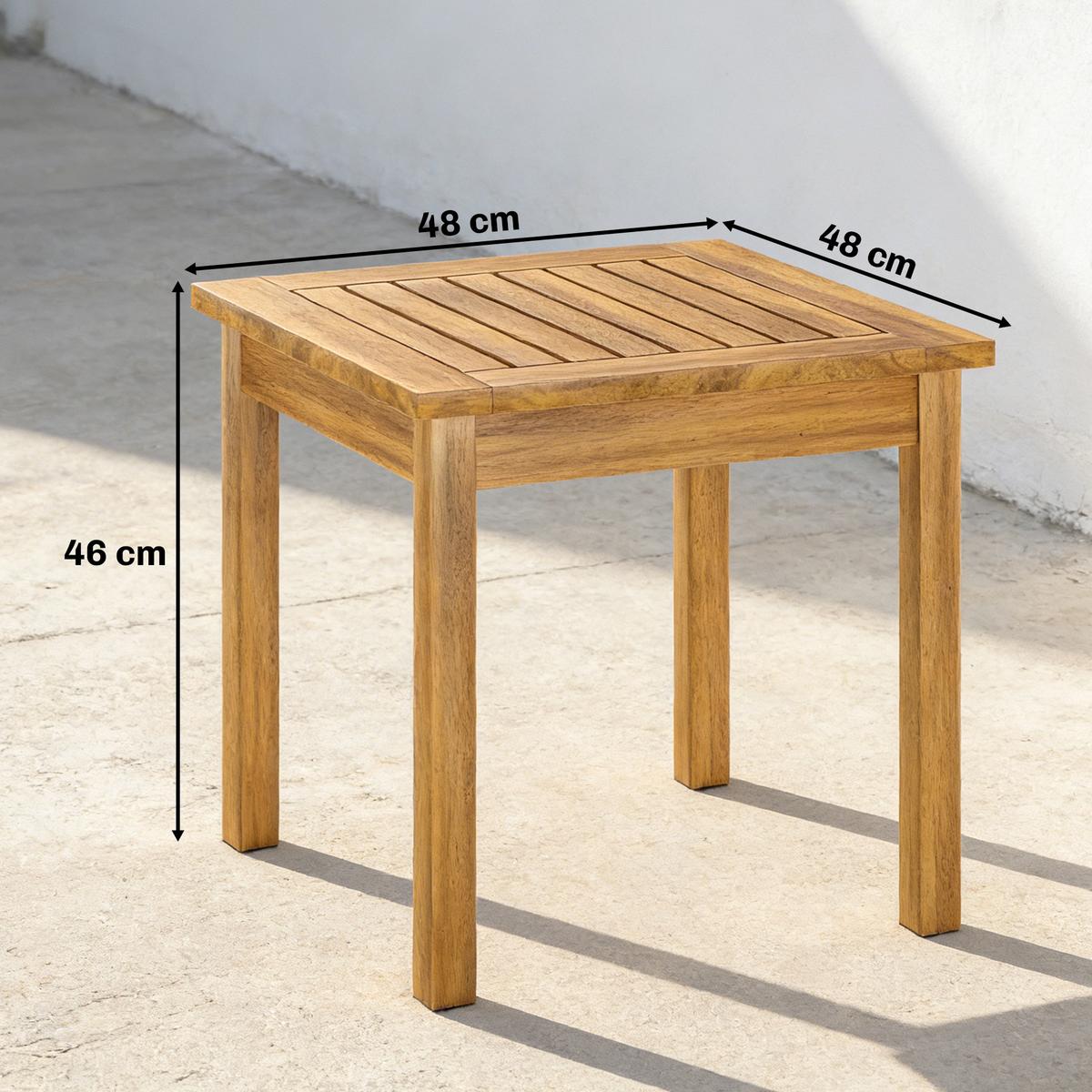 GARTENTISCH Akazienholz Naturholz - Naturfarben, Holz (48/48/46cm) - Outsunny