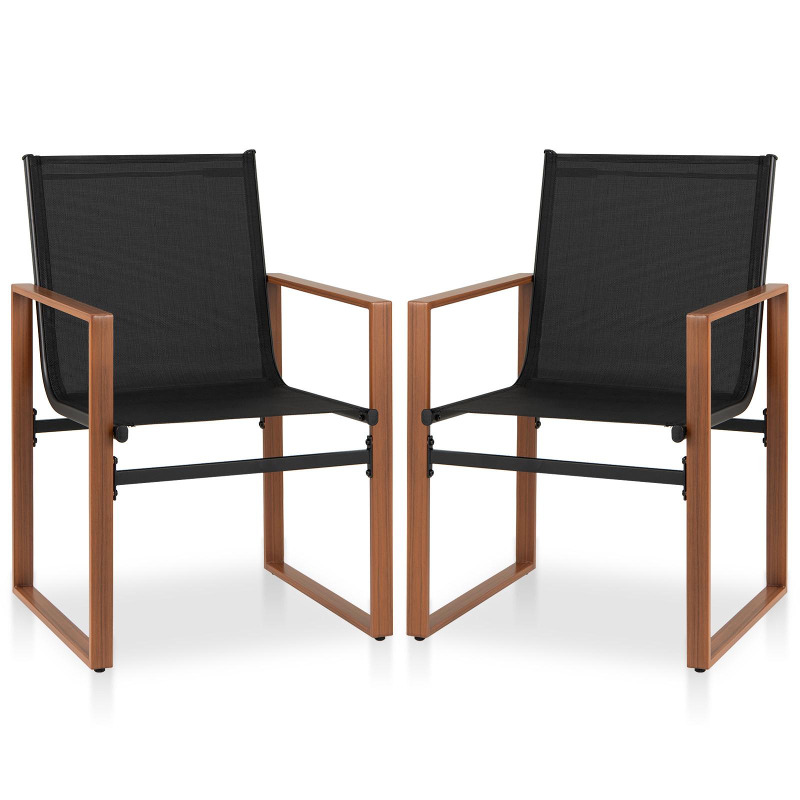 TERRASSENSTUHL Schwarz(2er-Set) - Schwarz, Metall (59/86/55.5cm) - COSTWAY