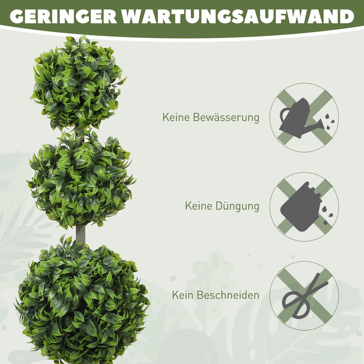 KUNSTPFLANZE BUCHSBAUM 2ER-SET Grün - Schwarz/Grün, Kunststoff (100cm) - HOMCOM