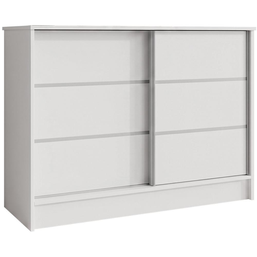 KOMMODE Mirela mit 2 Schiebetüren 100 cm, Weiß - Weiß, Holzwerkstoff (101/85/43.5cm) - Beautysofa
