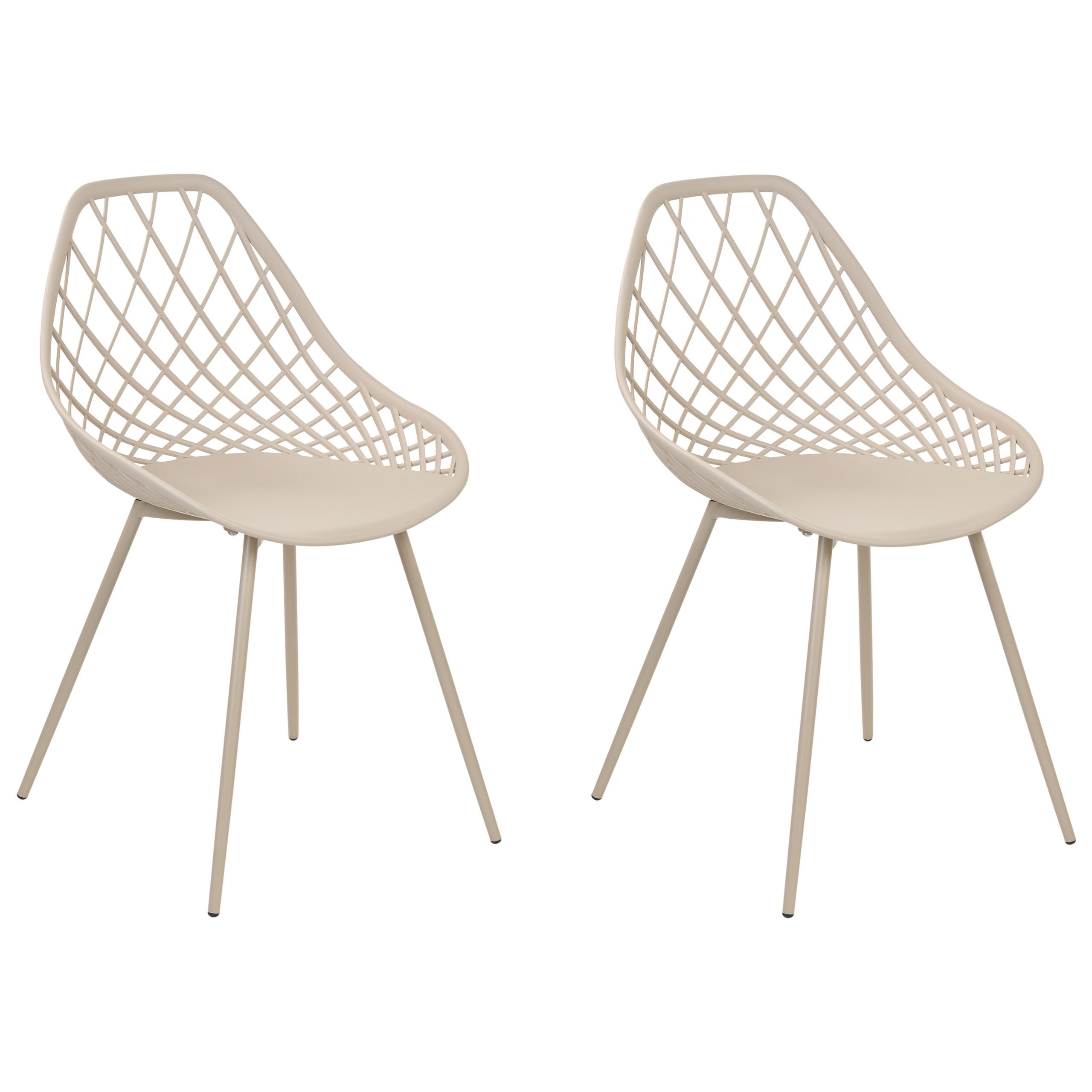 ESSZIMMERSTUHL 2er-Set Kunststoff Beige Canton II - Beige, Kunststoff/Metall (46/86/52cm) - Beliani