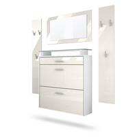 GARDEROBE Malea Front in Creme Hochglanz - Creme, Holzwerkstoff (180/180/23cm) - Vladon