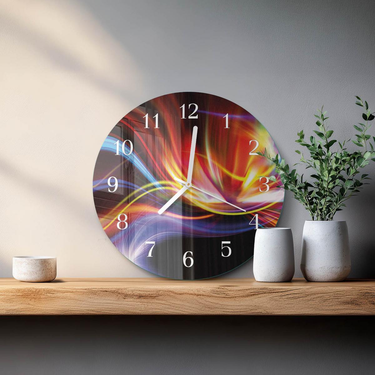 WANDUHR aus Glas Ø30 cm - Abstrakte Kunst - Multicolor, Glas (30/30/0.4cm) - TULUP