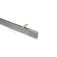 GARDINENSTANGE INNENLAUF Smartline Lox 240 cm (geteilt in 2 x 120 cm), 1-läufig, 14x35 mm Edelstahl-Optik - Edelstahlfarben, Metall (240cm) - INTERDECO