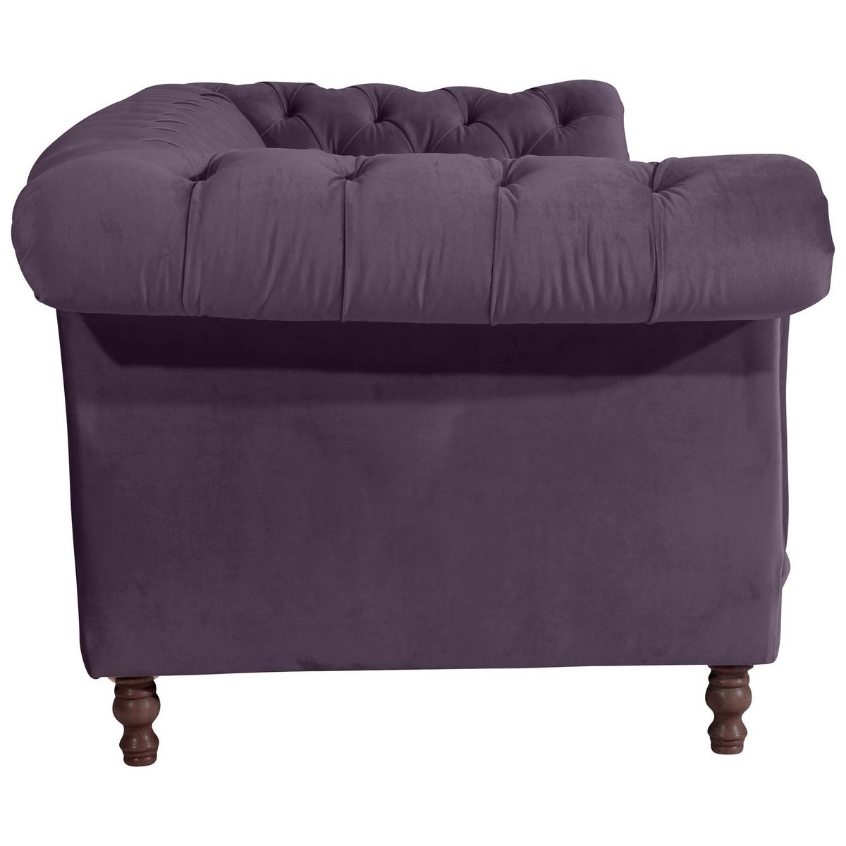 CHESTERFIELD Sofa 3-Sitzer Kaylin Samtvelours purple - Lila, Kunststoff (253/80/100cm) - 58aufmkessel