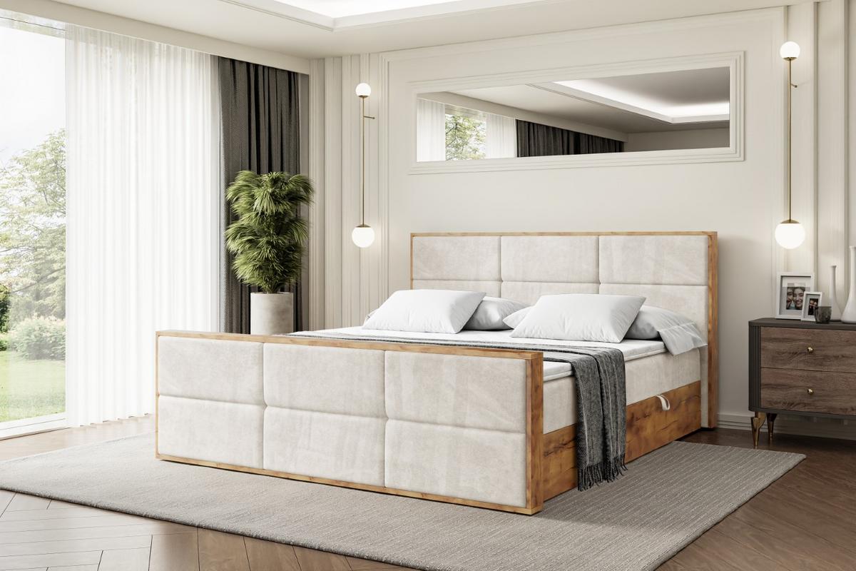 BOXBETT mit Matratze H3 und Lattenrost - LOLLI1-Z - 180x200 - Beige Casablanca - Beige, Holzwerkstoff (180/200cm) - ALTDECOR