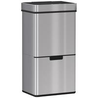 MÜLLEIMER Mülltrennsystem Abfalleimer mit Sensor 72 l 3 Fächer Edelstahl Silber - Silberfarben, Metall (30/81/42cm) - HOMCOM