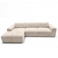ECKSOFA L Form Corlu Creme 310/165/78 cm – stilvolle kleine Eckcouch Links - Creme/Schwarz, Kunststoff/Textil (310/165cm) - AX Living
