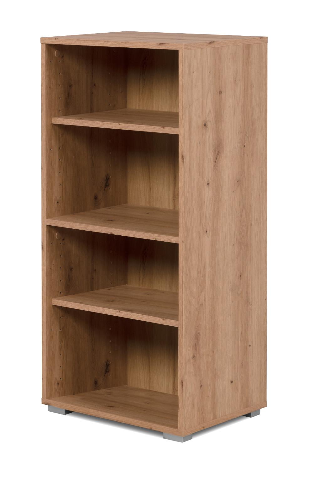 REGAL Eiche Artisan 46 x 97 cm, Standregal mit 4 variablen Fächern - Silberfarben/Eiche Artisan, Holzwerkstoff/Kunststoff (46/96.5/33.5cm) - Furn.Design