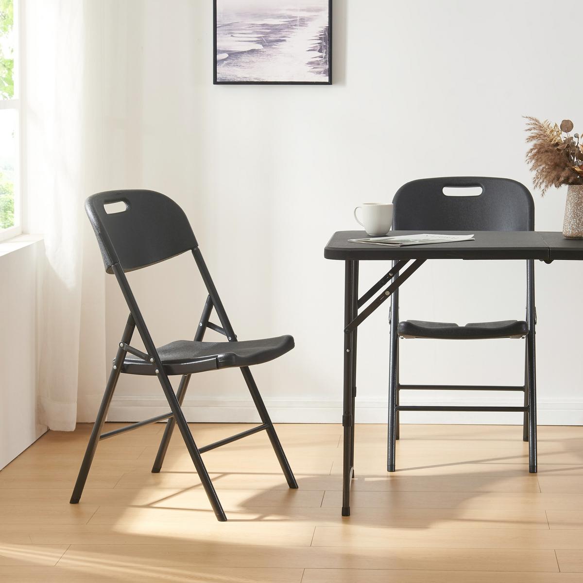KLAPPSTUHL Ljusnarsberg - Schwarz, Kunststoff/Metall (46/87/53cm) - [en.casa]