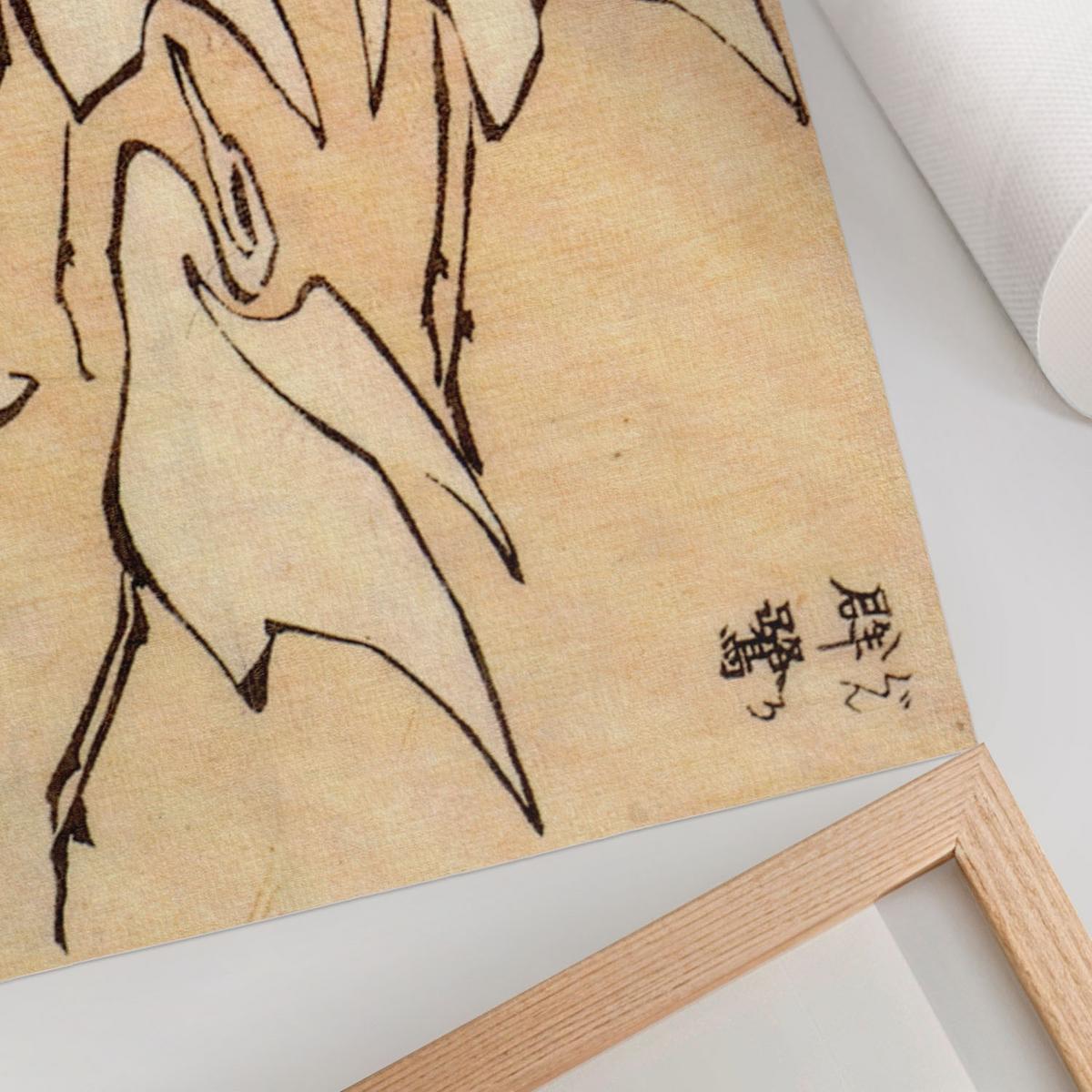 POSTER - 59x42 cm (A2) - Hokusai - Reiher - Beige, Textil (59.4/42/0.1cm) - TULUP