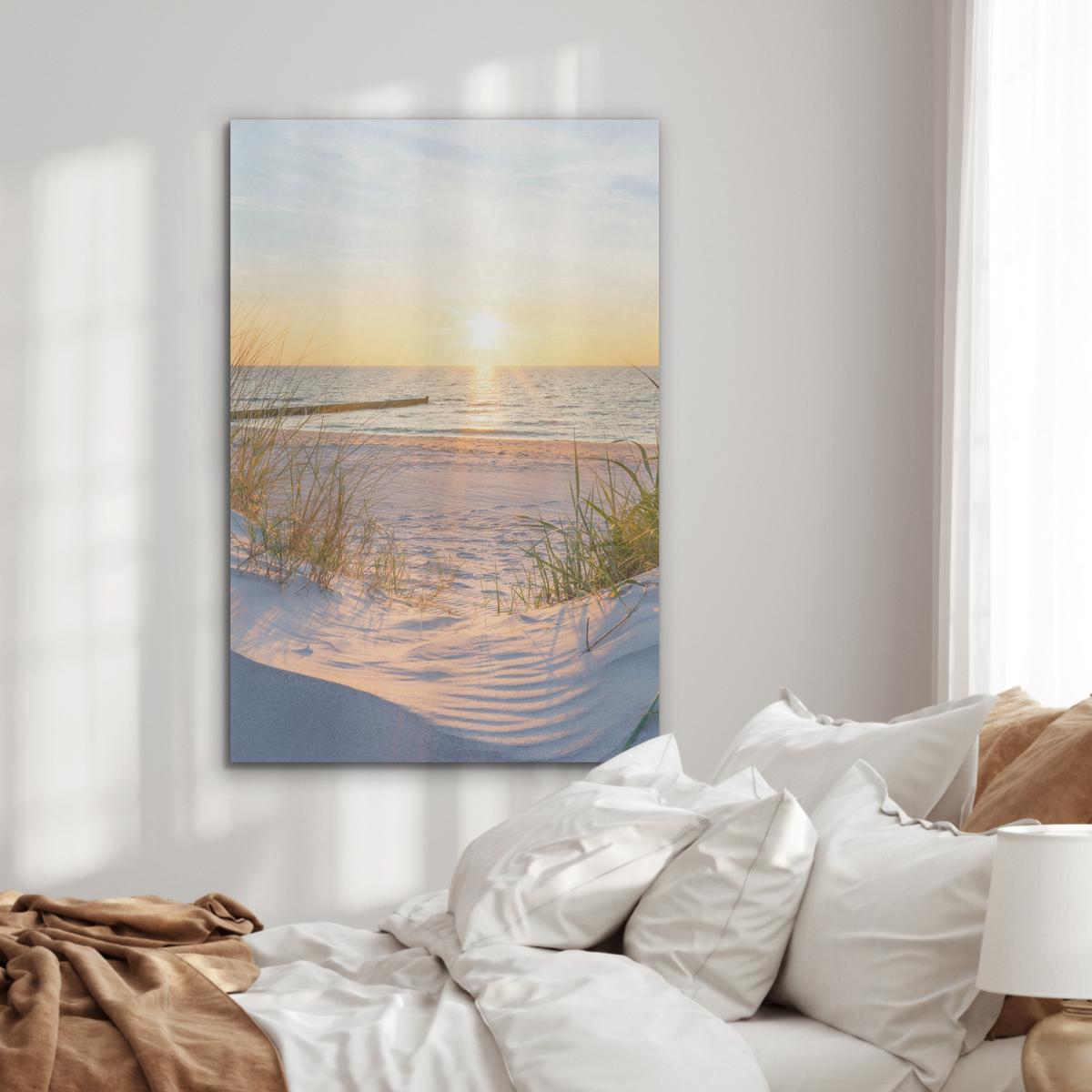 AKUSTIKBILD Strand - Sonne - Düne - Gras - Sand - Horizont Wanddeko 70x100 cm - Hellblau, Kunststoff (70/100/0.9cm) - MuchoWow