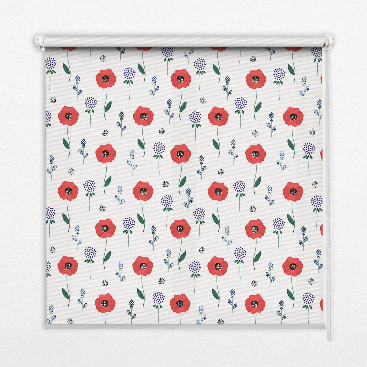 INNENROLLO - Fensterrollo - Rollo - 80x180 cm - Mohnblumen - Rot, Kunststoff (80/180/0.5cm) - TULUP