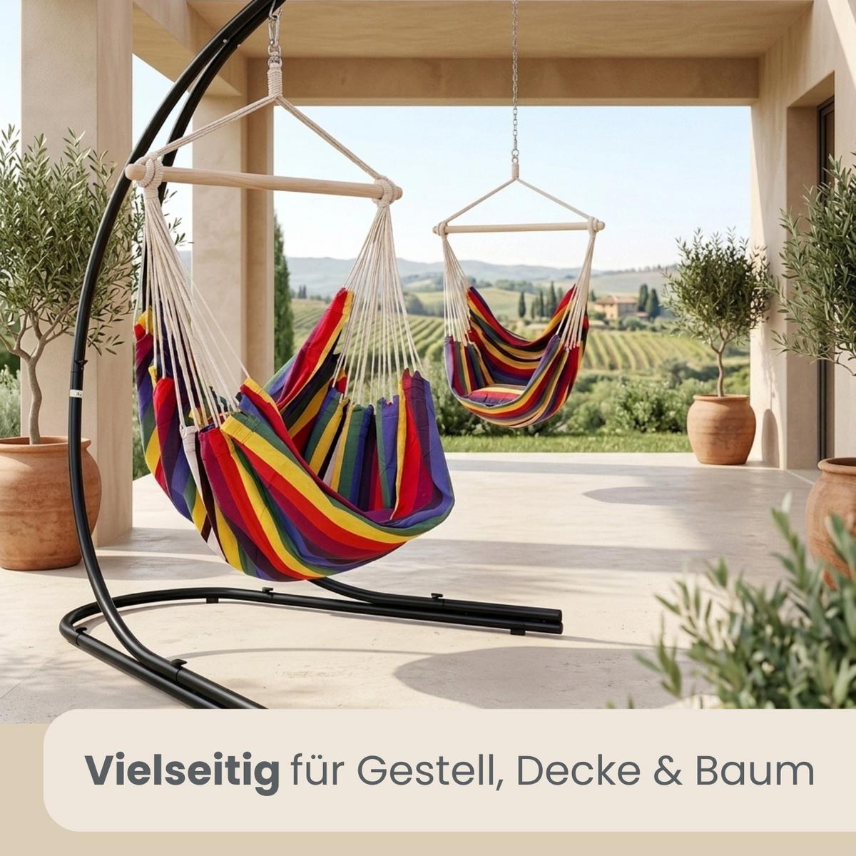 XXL HÄNGESESSEL 185/130 cm Belastbar bis 150 kg Multicolor - Multicolor, Textil (130/155/185cm) - Amanka