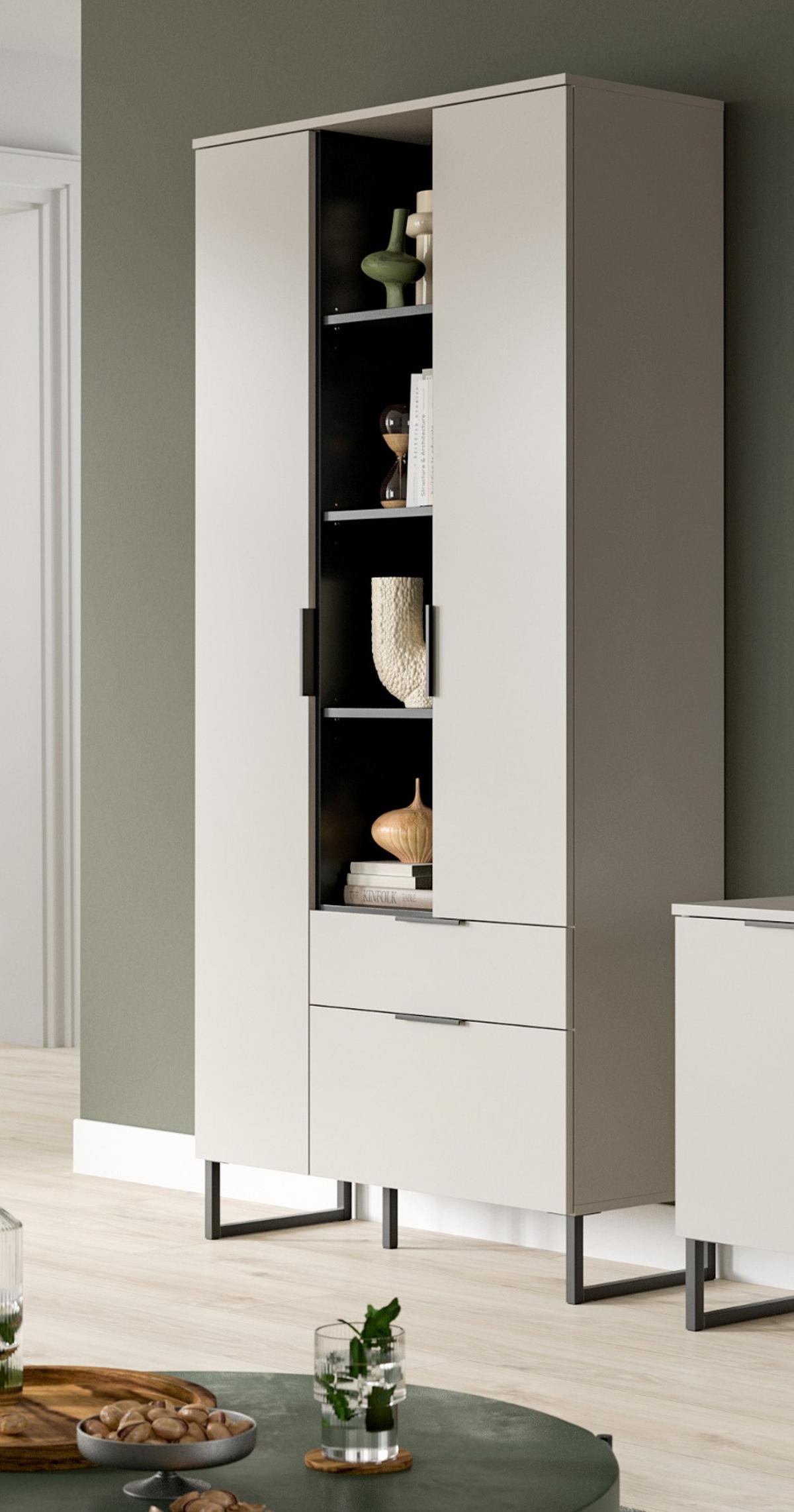 STAURAUMSCHRANK Kaschmir, schwarz 90 x 192 cm, Mehrzweckschrank mit Soft-Close - Kaschmir/Schwarz, Holzwerkstoff/Kunststoff (90/192/37cm) - Inn.Furn