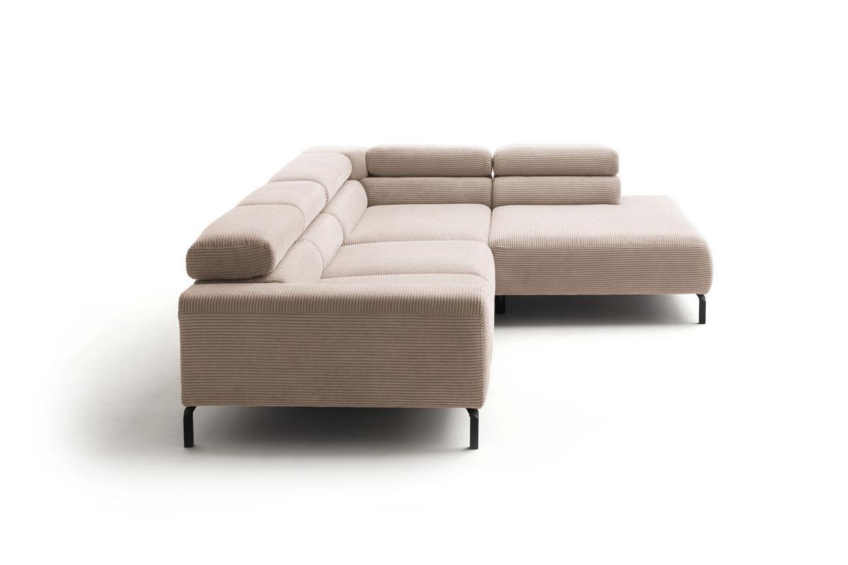 ECKSOFA MIT MOTORISCHEM SITZVORZUG DELIA Taupe Cord Relaxfunktion - Taupe/Schwarz, Textil/Metall (312/219cm) - KAWOLA